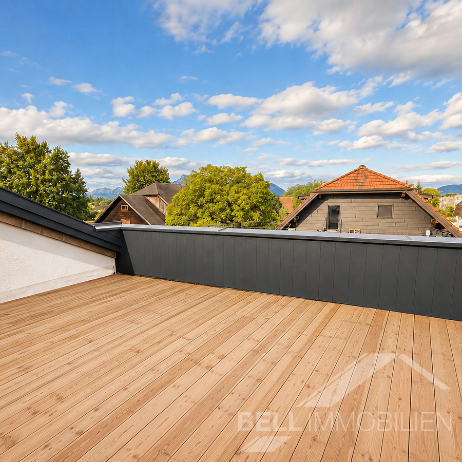 Dachterrasse / Originalfoto Lärchenholzboden (KI generiert)